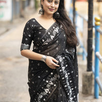 Black Aura Zari Woven Saree