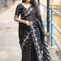 Black Aura Zari Woven Saree