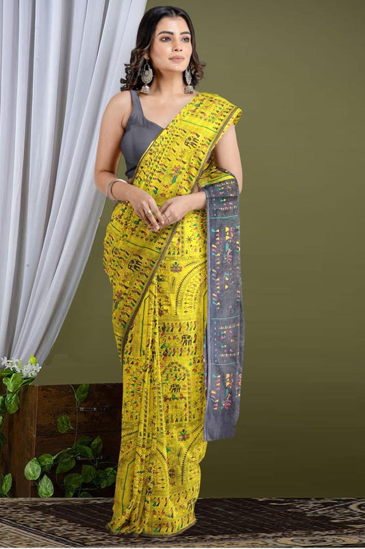 Madhubani Cotton Silk Saree