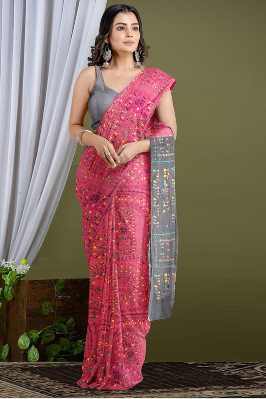 Madhubani Cotton Silk Saree