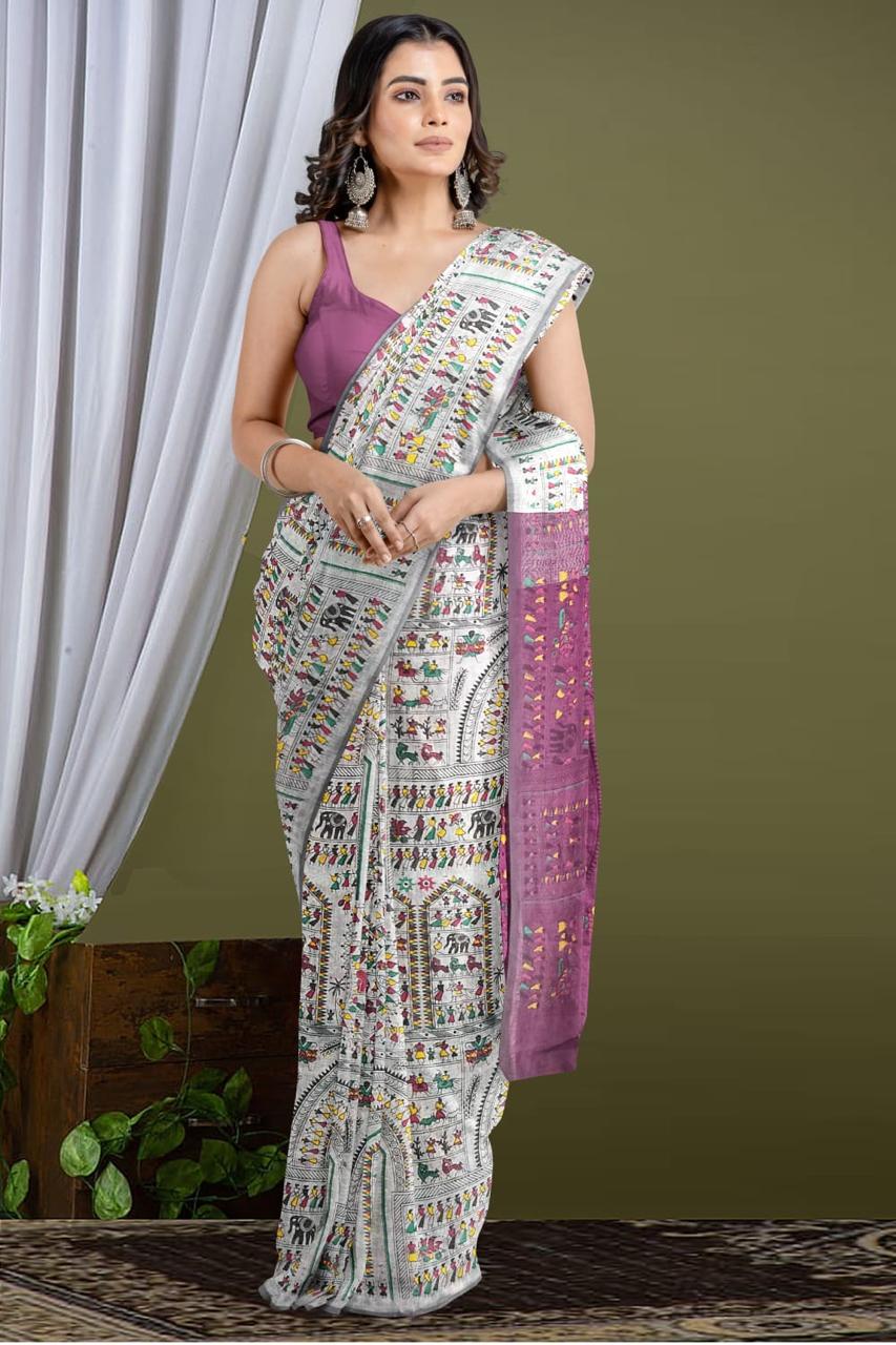 Madhubani Cotton Silk Saree