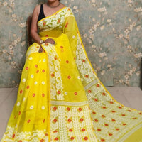 Exclusive Flower Stick All Over Soft Dhakai Jamdani Saree