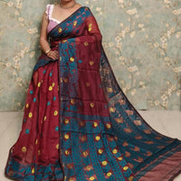 Exclusive Flower Stick All Over Soft Dhakai Jamdani Saree