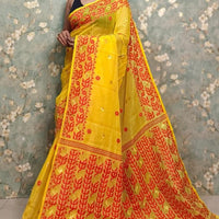 Exclusive Flower Stick All Over Soft Dhakai Jamdani Saree