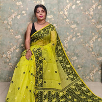 Exclusive Flower Stick All Over Soft Dhakai Jamdani Saree