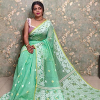 Exclusive Flower Stick All Over Soft Dhakai Jamdani Saree