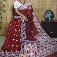 Exclusive Flower Stick All Over Soft Dhakai Jamdani Saree