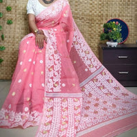 Exclusive Flower Stick All Over Soft Dhakai Jamdani Saree