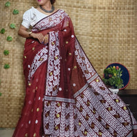 Exclusive Flower Stick All Over Soft Dhakai Jamdani Saree