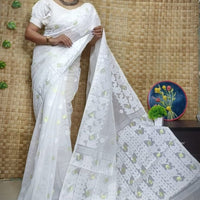 Exclusive Flower Stick All Over Soft Dhakai Jamdani Saree