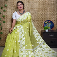 Exclusive Flower Stick All Over Soft Dhakai Jamdani Saree