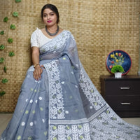 Exclusive Flower Stick All Over Soft Dhakai Jamdani Saree