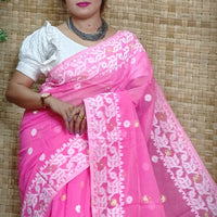 Exclusive Flower Stick All Over Soft Dhakai Jamdani Saree