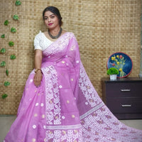 Exclusive Flower Stick All Over Soft Dhakai Jamdani Saree