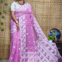 Exclusive Flower Stick All Over Soft Dhakai Jamdani Saree