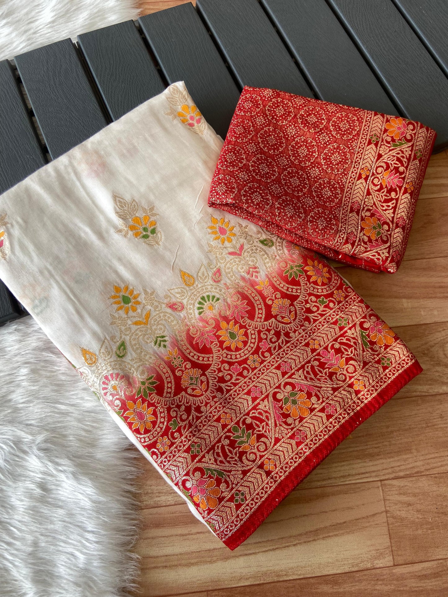 Scarlet Snow Banarasi Silk Saree