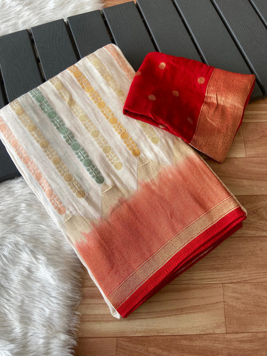 Crimson Cloud Banarasi Silk Saree