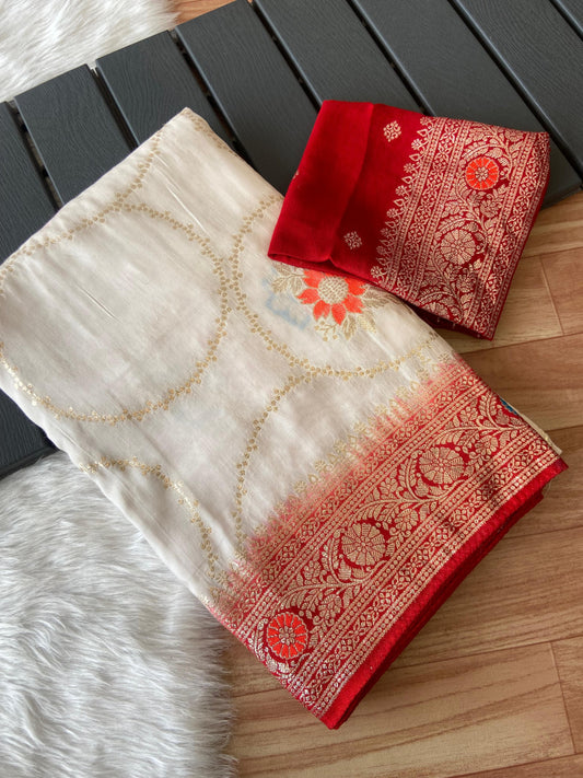 Ruby Ice Banarasi Silk Saree