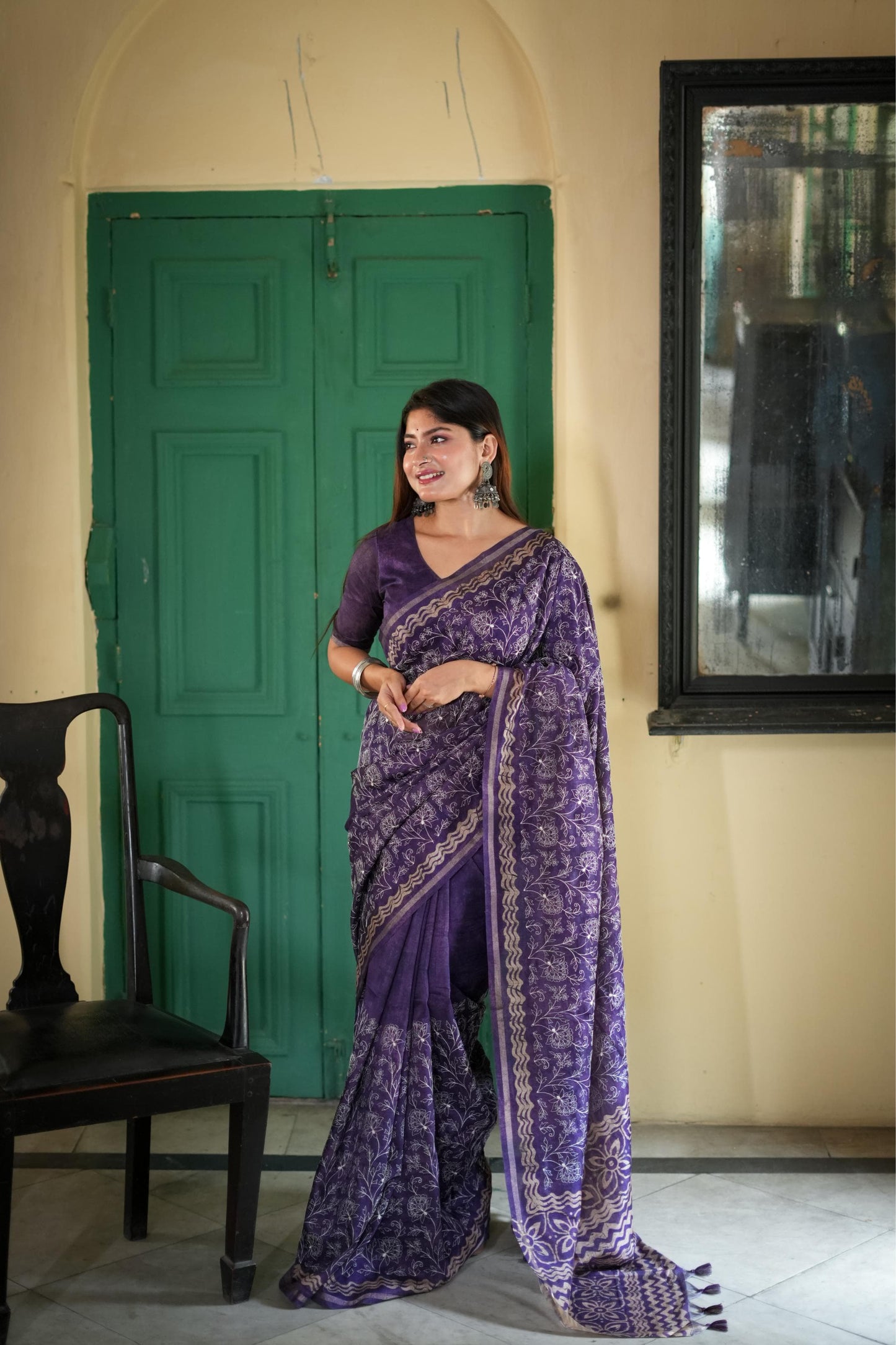 Batik Blossom Silk Saree