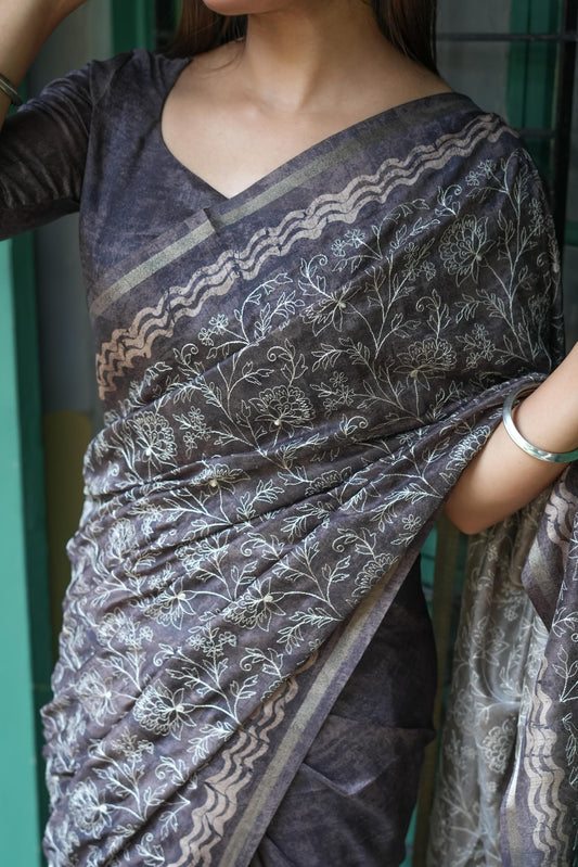 Batik Blossom Silk Saree