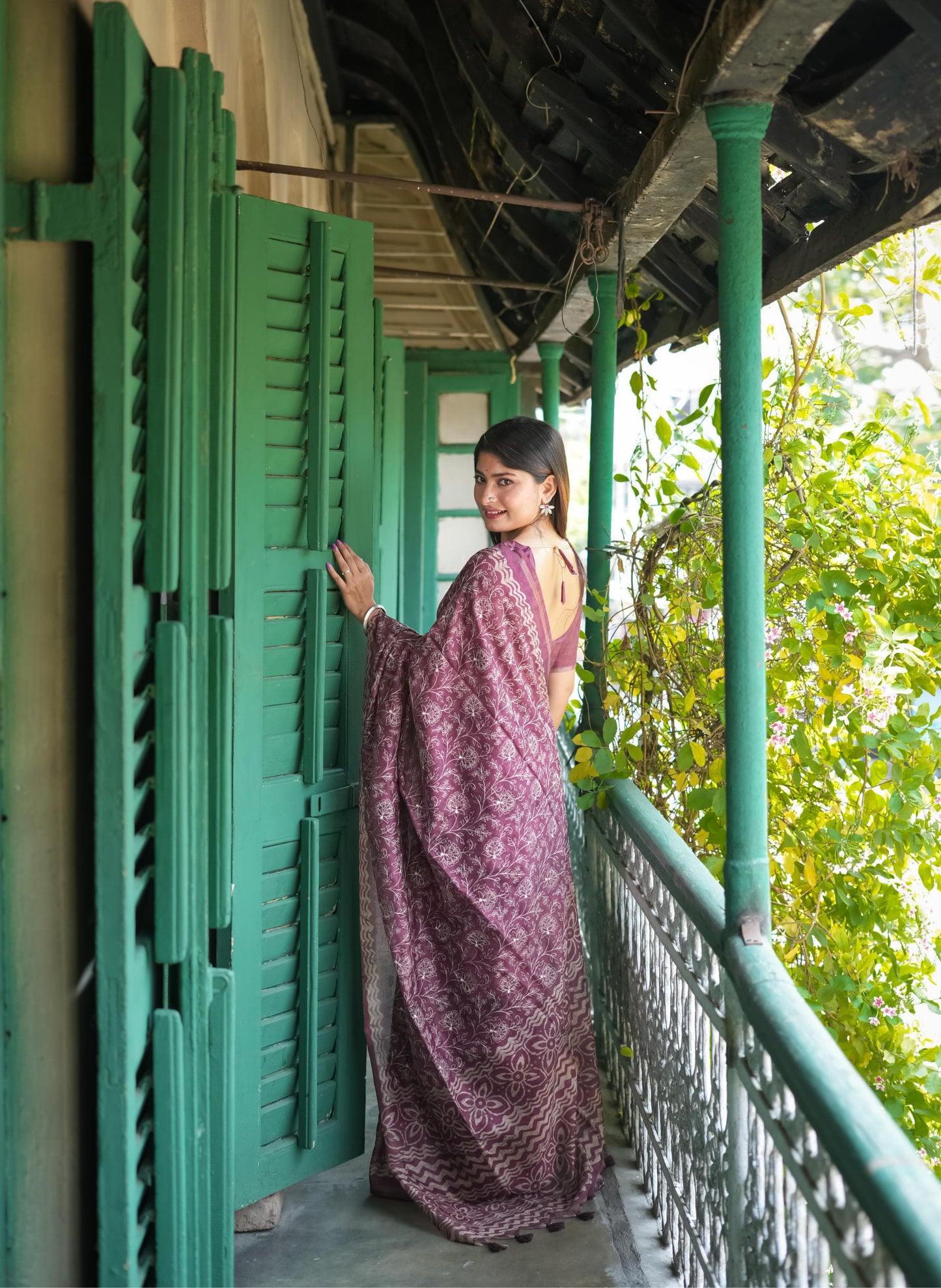 Batik Blossom Silk Saree