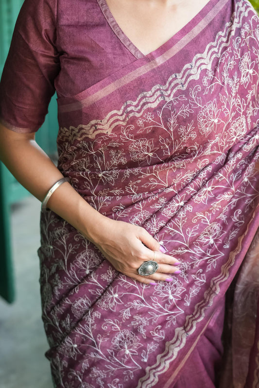 Batik Blossom Silk Saree