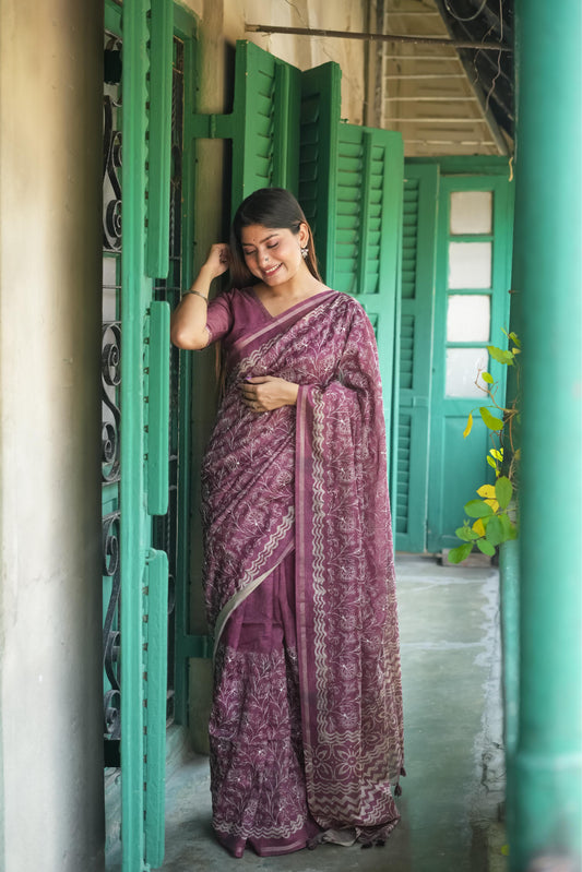 Batik Blossom Silk Saree