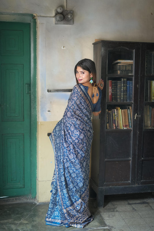 Batik Blossom Silk Saree