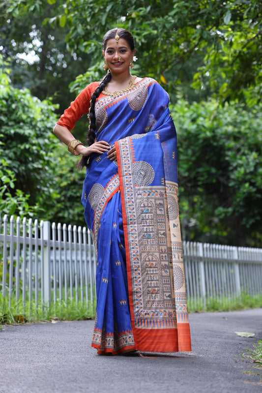 Heritage Artistry Madhubani Tussar Silk Saree