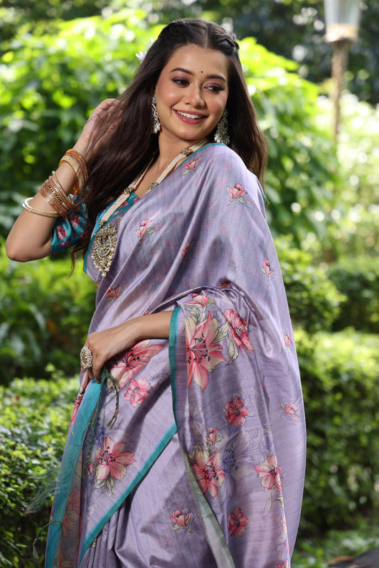 Floral Blossom Tussar Saree