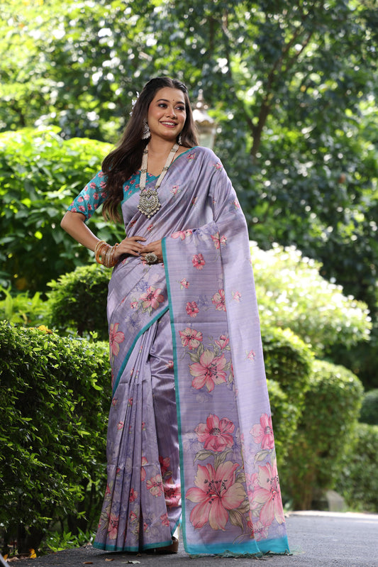 Floral Blossom Tussar Saree