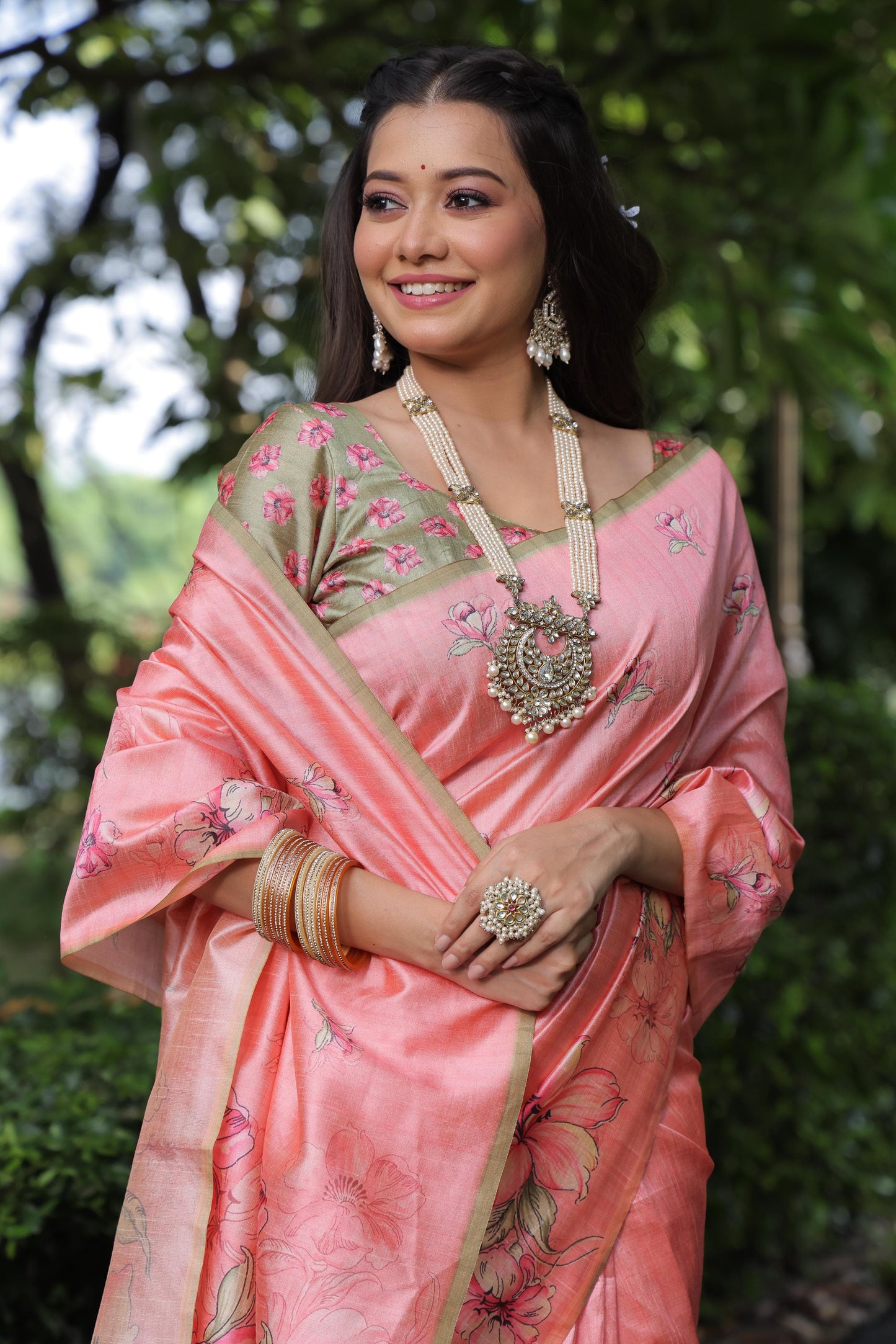 Floral Blossom Tussar Saree