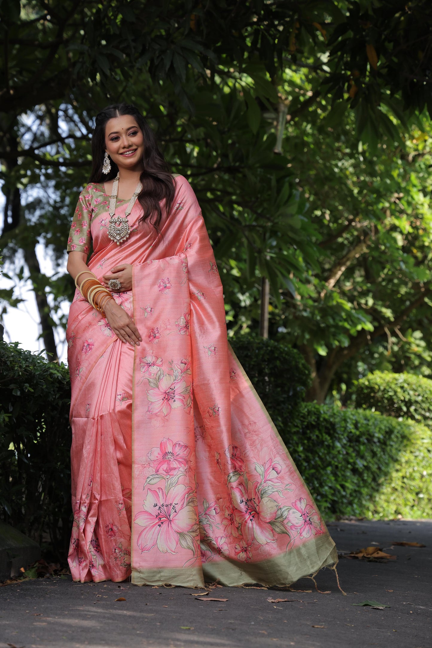 Floral Blossom Tussar Saree