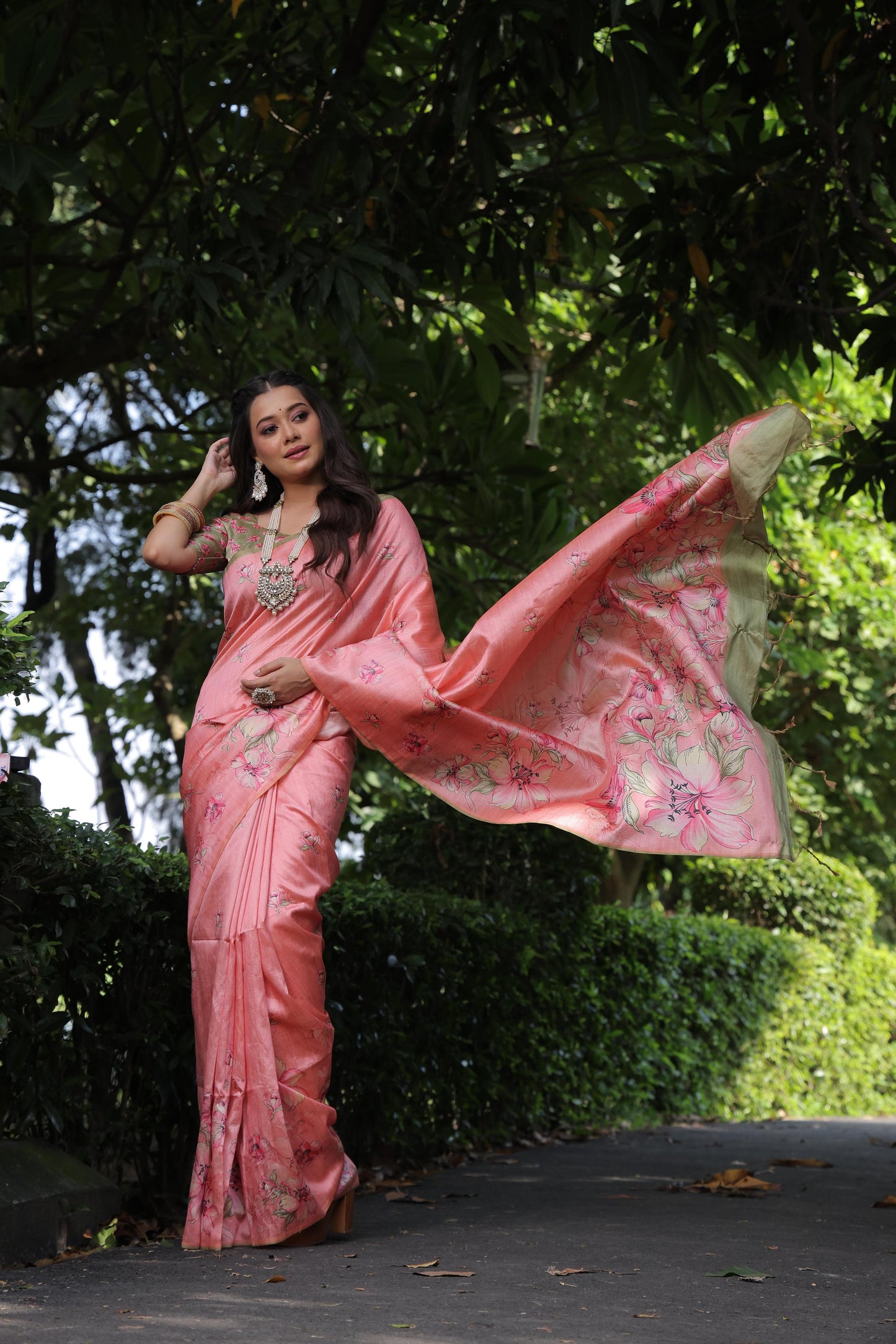 Floral Blossom Tussar Saree