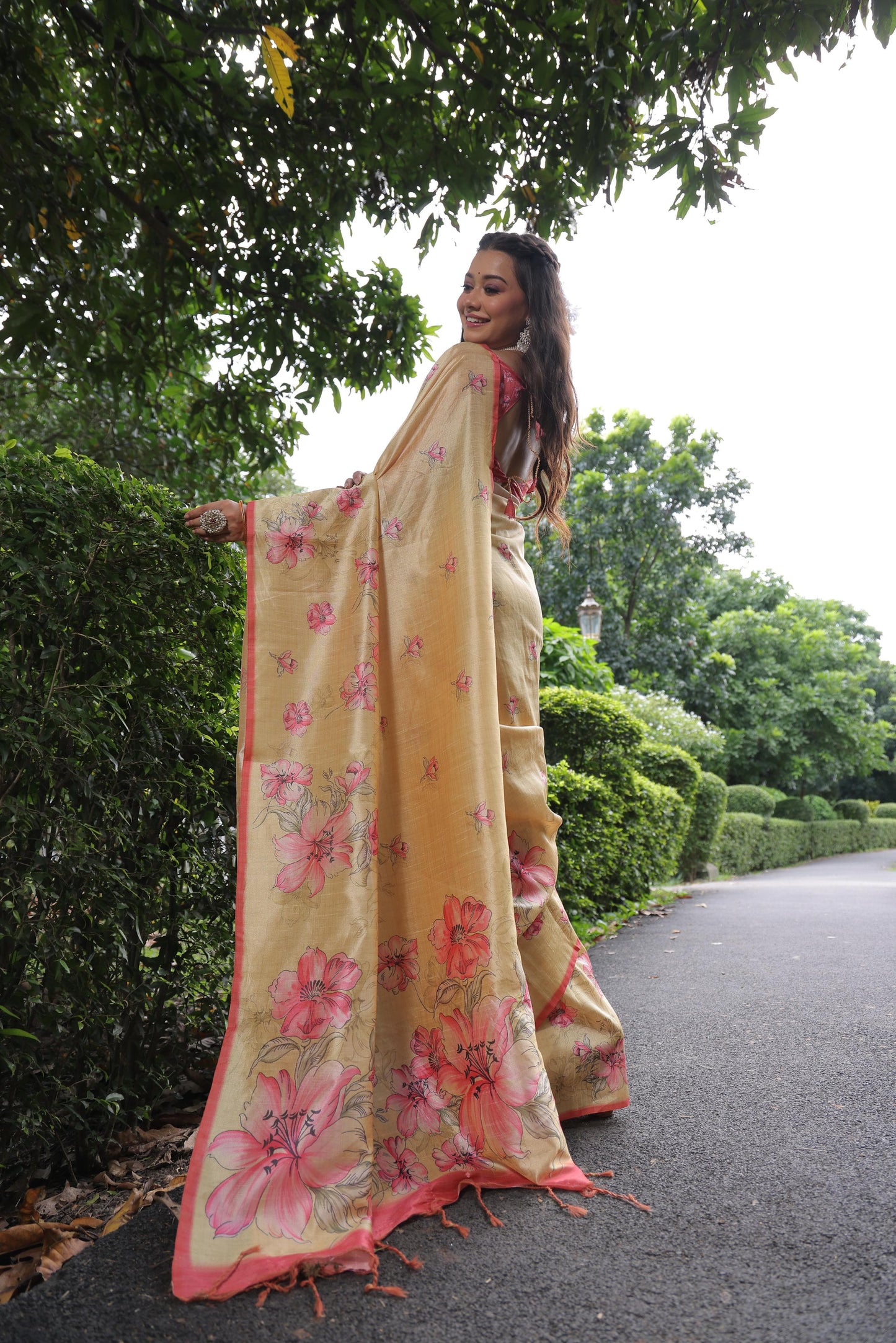 Floral Blossom Tussar Saree