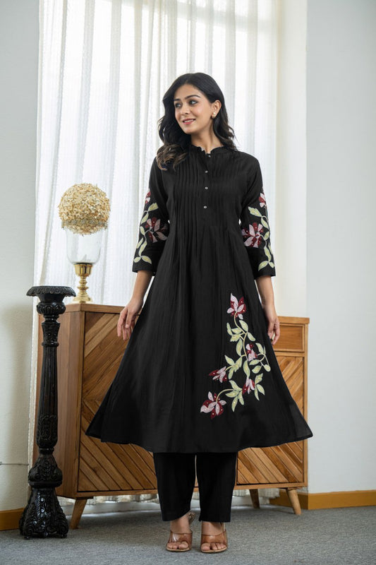 Graceful Pleats Cotton Kurti Set