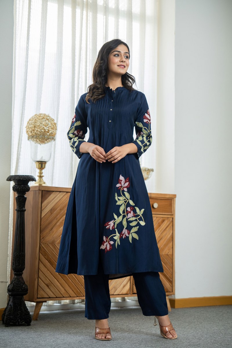 Graceful Pleats Cotton Kurti Set