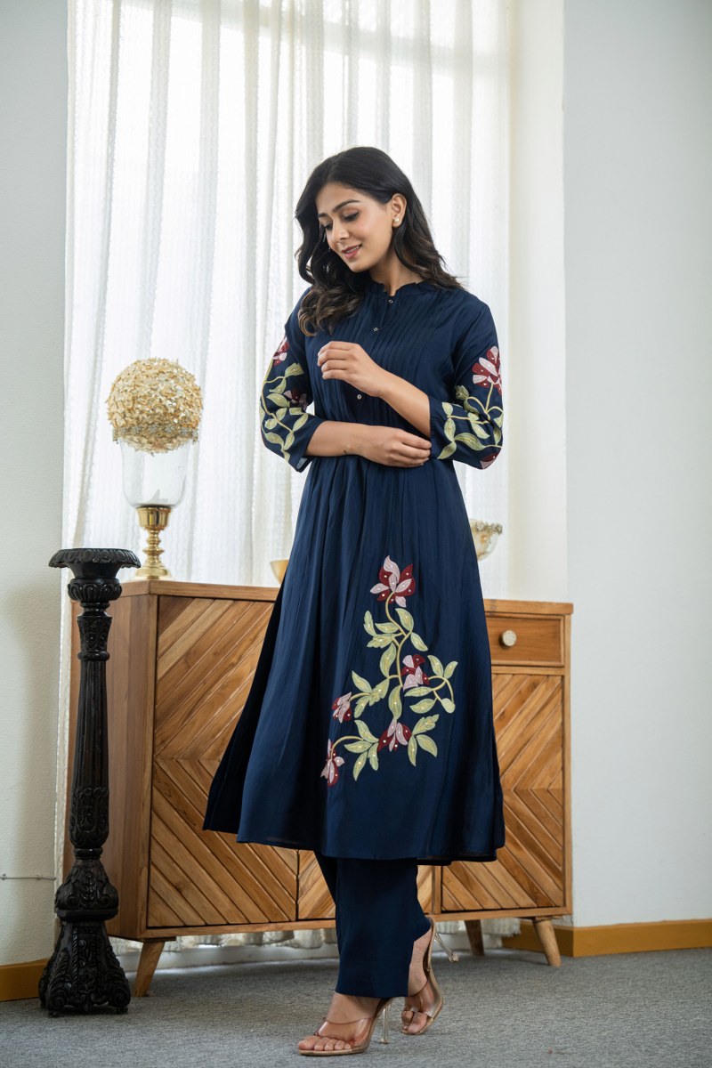 Graceful Pleats Cotton Kurti Set